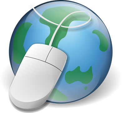 A drawing of a mouse on top of the globe.