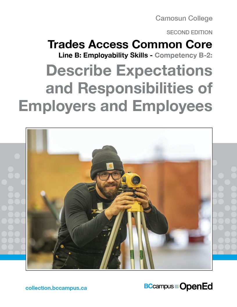 Cover image for Trades Access Common Core Competency B-2: Describe Expectations and Responsibilities of Employers and Employees – 2nd Edition