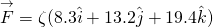 \[\overset{\to }{F}=\zeta (8.3\hat{i}+13.2\hat{j}+19.4\hat{k})\]