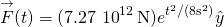 \[\overset{\to }{F}(t)=\text{−}(7.27\,×\,{10}^{12}\,\text{N}){e}^{\text{−}{t}^{2}\text{/}(8{\text{s}}^{2})}\hat{y}\]