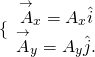 \[\{\begin{array}{c}{\overset{\to }{A}}_{x}={A}_{x}\hat{i}\\ {\overset{\to }{A}}_{y}={A}_{y}\hat{j}.\end{array}\]