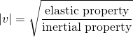 \[|v|=\sqrt{\frac{\text{elastic property}}{\text{inertial property}}}\]