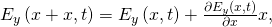 Rendered by QuickLaTeX.com {E}_{y}\left(x+\text{Δ}x,t\right)={E}_{y}\left(x,t\right)+\frac{\partial {E}_{y}\left(x,t\right)}{\partial x}\text{Δ}x,