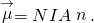 Rendered by QuickLaTeX.com \stackrel{\to }{\mu }=NIA\stackrel{^}{n}.
