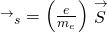 {\stackrel{\to }{\mathit{\text{μ}}}}_{s}=\left(\frac{e}{{m}_{e}}\right)\stackrel{\to }{S}
