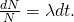 \frac{dN}{N}=\text{−}\lambda dt.