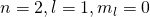 n=2,l=1,{m}_{l}=0