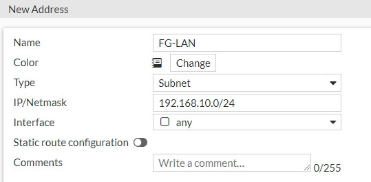 Create a subnet for local network