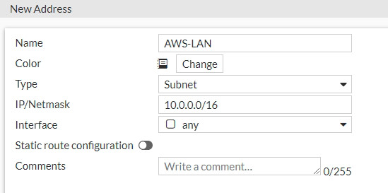 Create a subnet for AWS local network