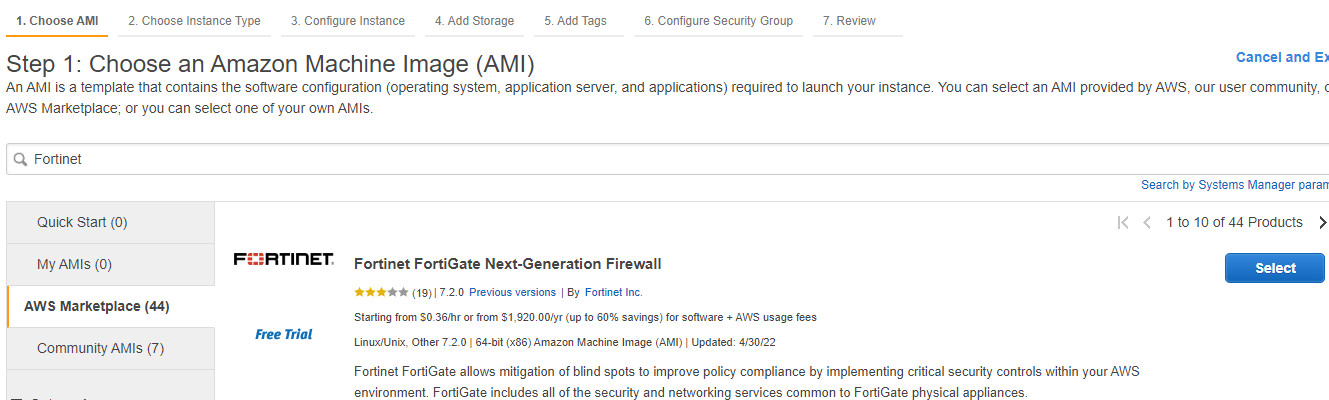 Select Fortinet FortiGate Next-Generation Firewall