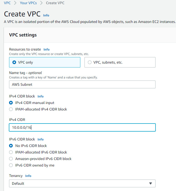 Step2-Select VPC only