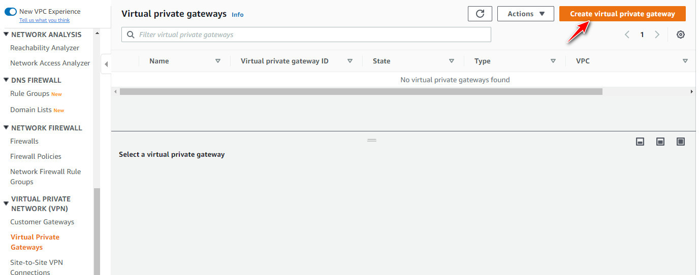 Step1-Create a Virtual Private Gateway