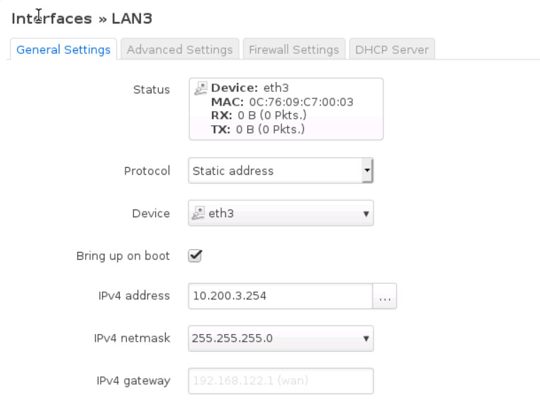 IP Configuration for LAN3