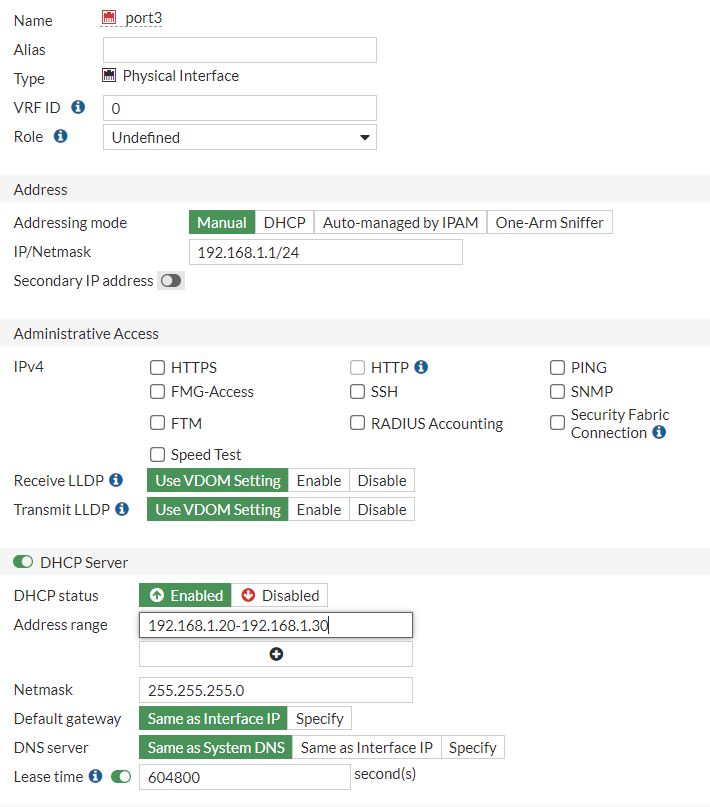 Enable DHCP Server