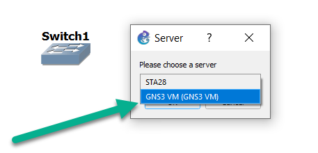 Dragging a Switch under GNS3 VM