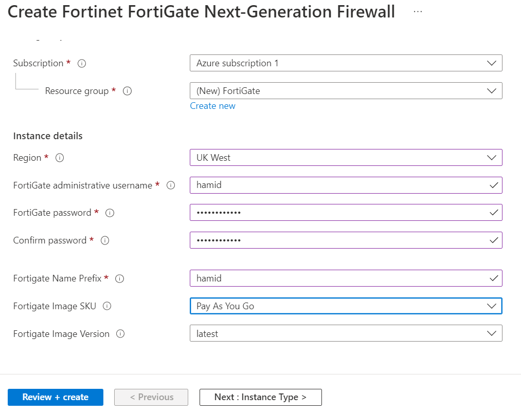 Create a Fortinet firewall