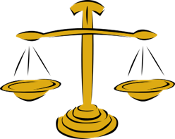 Drawing of a balance scale.